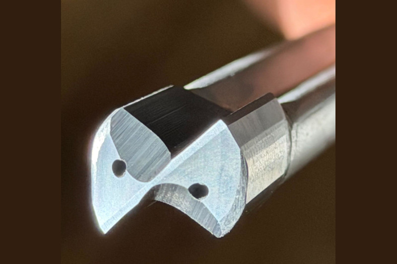 Twin flute gun drill close-up